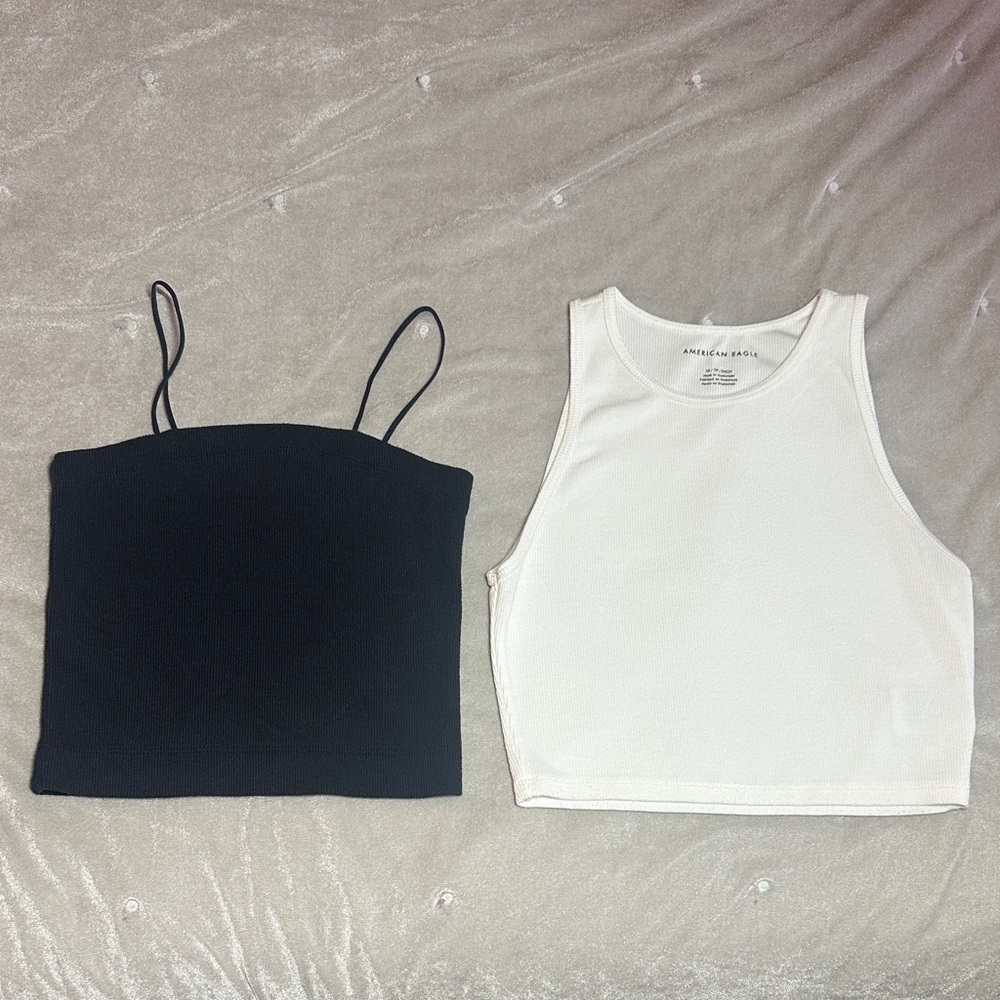 American Eagle Outfitters navy blue and White Crop Top bundle